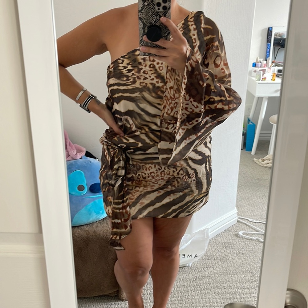 Marciano one shoulder mini dress